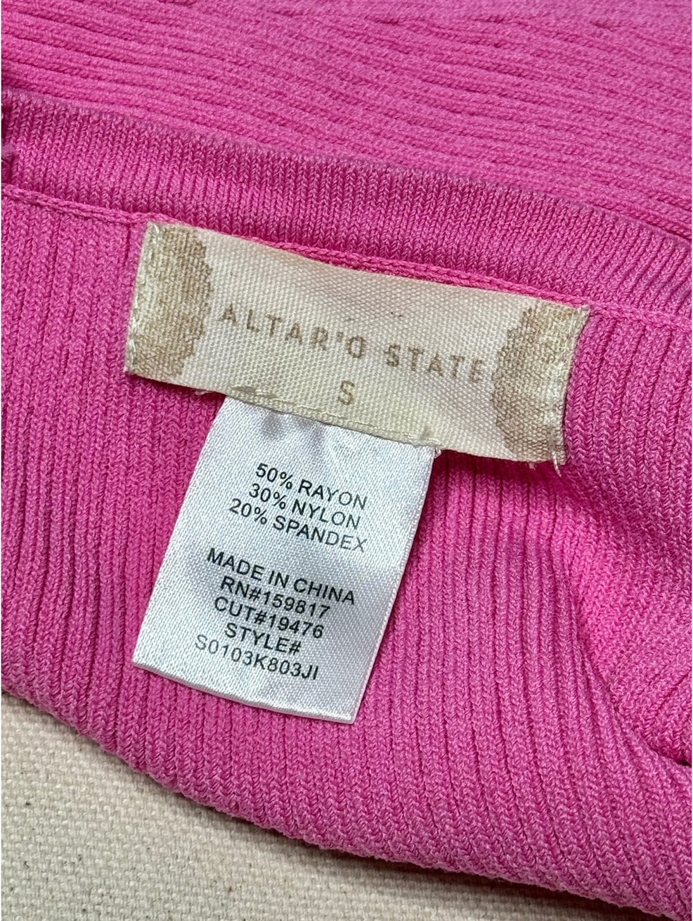 Altar’d State Pink Ribbed Knit Bustier Tank Top Size S
